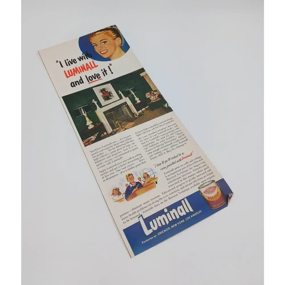 Vtg 1949 Pabco Inlaid Linoleums Painted Floor Covering Luminall Print Ad Kitchen